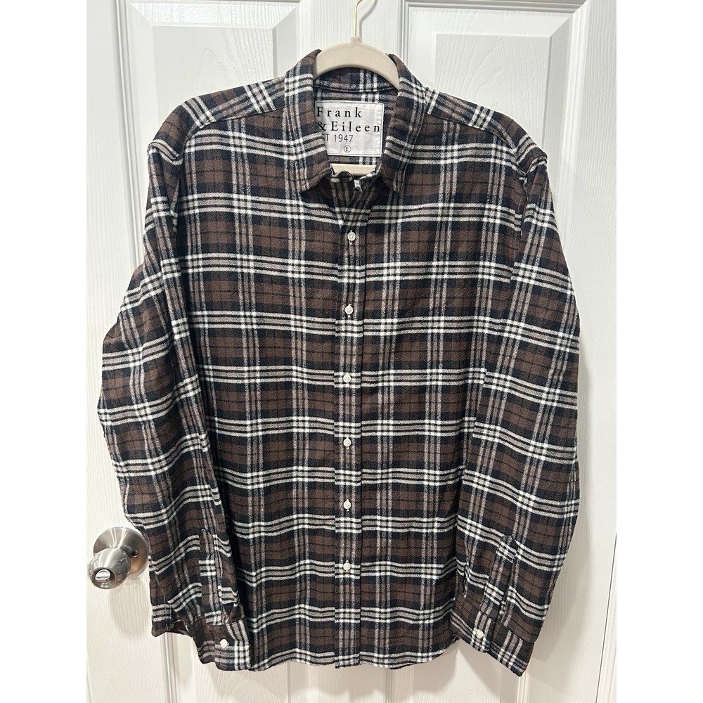 Frank & Eileen Finbar Brown Plaid Button Down Long Sleeve Shirt Size Large